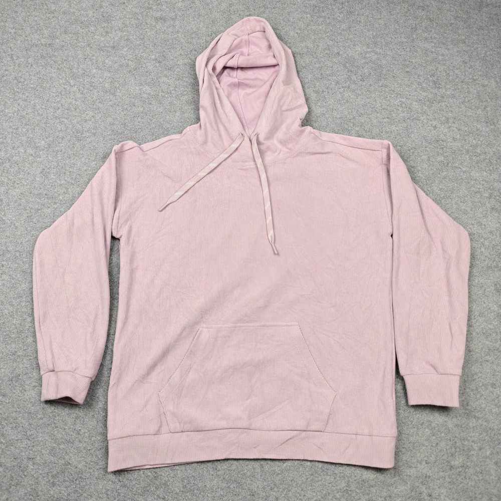 Marc New York Hoodie Mens Small Pink Ribbed Knit Pullover Kangaroo Pocket
